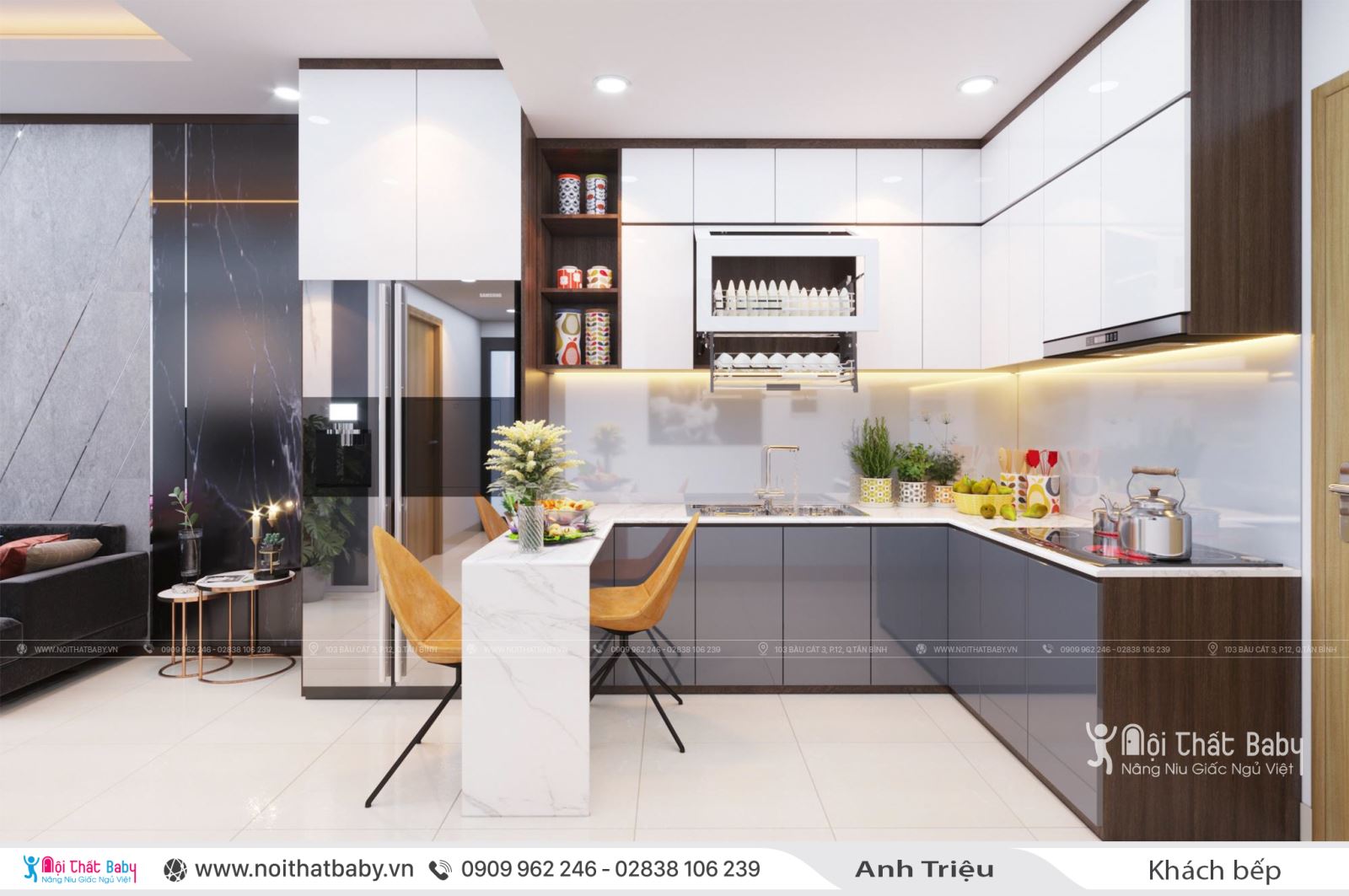 Thiết kế nội thất nguyên căn nhà anh Triệu tại Emerald Celadon City 72m2